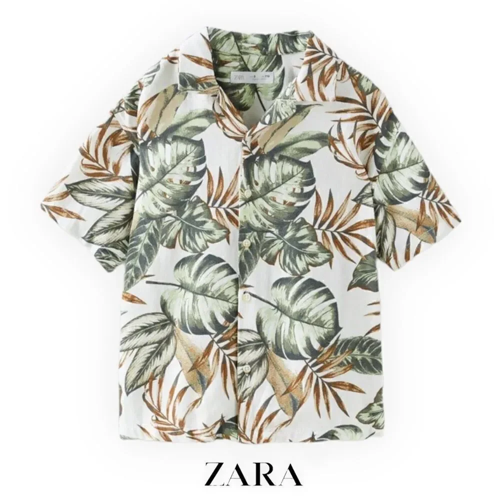 ZARA Kids | Ecru & Green | LEAF SHIRT